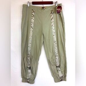 VINTAGE Deadstock Y2K Linen Pant Utility Jogger NEW Green Streetwear 90s Pull XL
